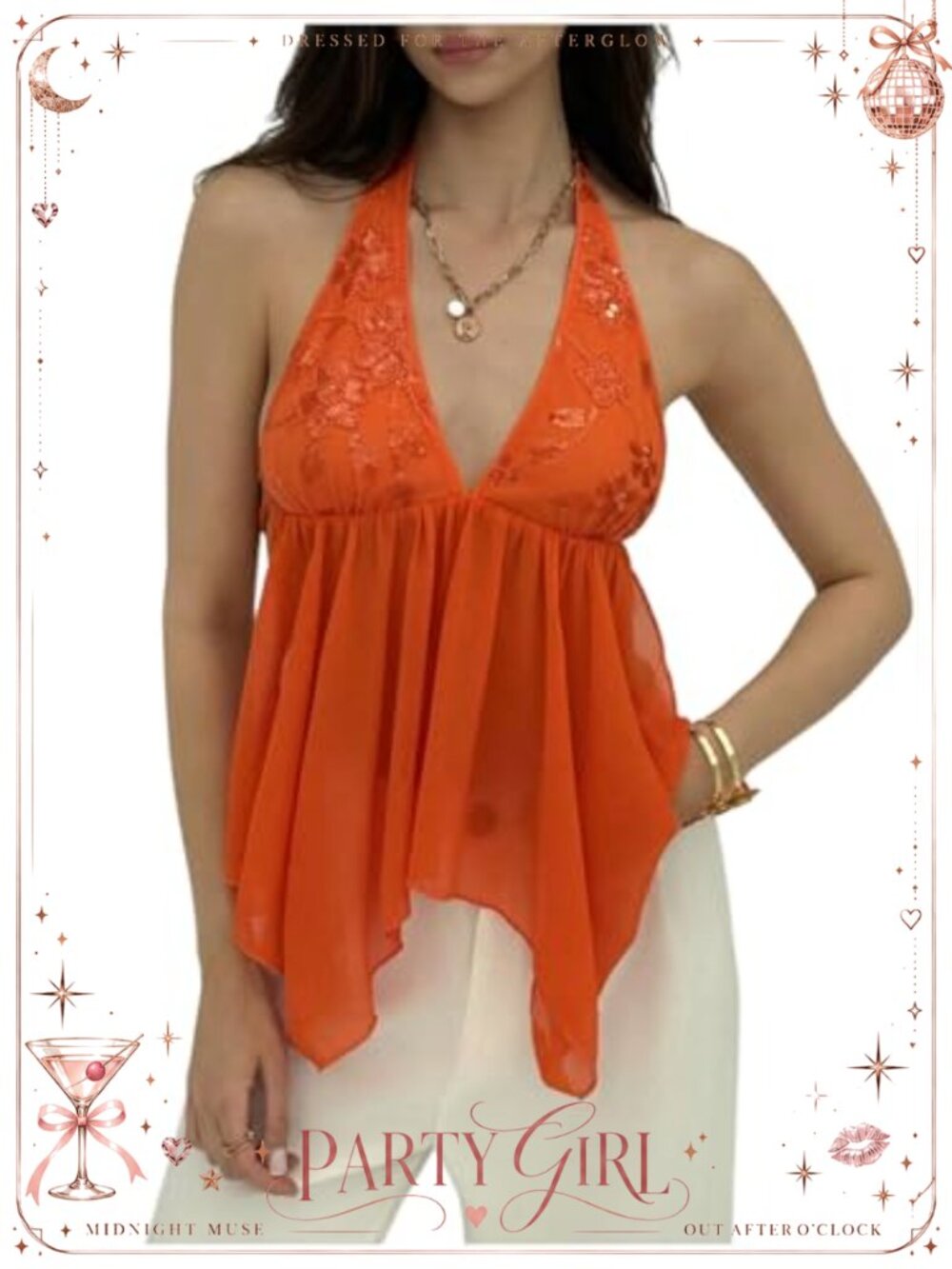Women's Sequin Mesh Ruffle Halter Top Tie Backless Asymmetrical Flowy